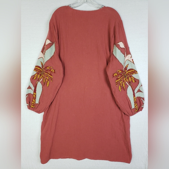 Soft Surroundings Terracotta Floral Long Sleeve Dress - Picture 7 of 16
